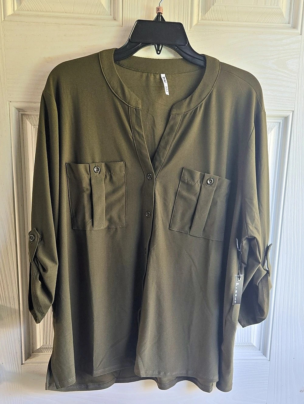 3rd + Malt Olive Utility Blouse Size 2X NWT